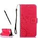 Produktbild Samsung Galaxy On5 ( 2016 ) Hülle, Samsung Galaxy J5 Prime Schutzhülle, Alfort 3 in 1 Lederhülle Fashion Design Premium PU Leder Hohe Qualität Tasche Case Cover Kasten Abdeckung Wallet für Samsung Galaxy On 5 ( 2016 ) G550 / J5 Prime 5.0" Smartphone Funktion Standfunktion Unterstützte Telefone und Magnetverschluss mit Schmetterling ( Rote ) + Alfort Schwarz Stylus Pen
