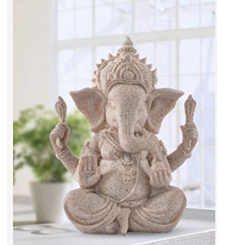 Sandstone Ganesha Buddha Figur Elephant Statue Sculpture Handmade Figurine - 5