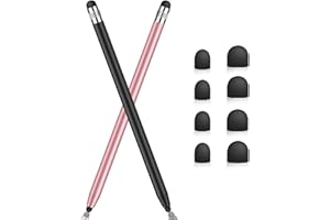 CAREDOCTOR 2Pack Stylus Pens for Touch Screens,Stylus pen with Six Replacement Rubber Tibs,Tablet Pen High-Sensitivity&Double-Ended Design for All Phones/Tablets/Samsung Galaxy/Xiaomi/IOS/Android (Black&Pink)