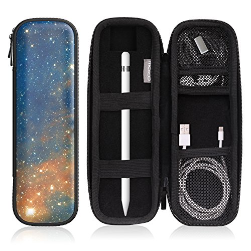 MoKo Hülle für Apple Pencil - Premium PU Leder Bleistift Stift Schleife Sleeve Cover Schreibzeug Schreibgerät Beutel mit abnehmbare Gummiband für Apple iPad Pro Pencil / Pen, Sky Star