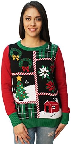 Ugly Christmas Sweater Women's Christmas Collage LED Light Up Sweater