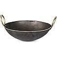 Vismay's Iron Kadhai, Wok, Frying Pan ? Handmade with Smooth Edges, Strong Riveted Handles, Heavy Bottom, Food-Grade Iron, Perfect for Cooking, Metal Spoon Friendly, Durable, Dishwasher Safe- 4 Litre