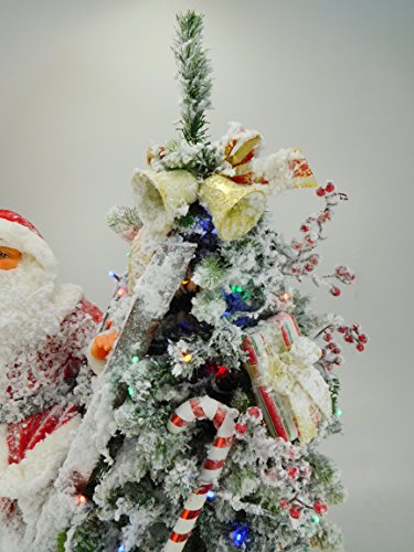 51Z TrjmXRL 40 "/ 100cm Pre Lit floqué Arbre de Noël avec Père Noël Figure Décoration Arbre