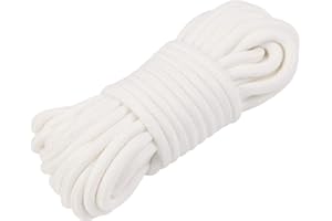 REAQUE Cordoncino in Cotone 8mm X 10m, Cotone Naturale Macramè, Morbido Cordoncino in Cotone, per Decorazioni Tende, Borse e Pantaloni, Maglieria Fai Da Te, Corda per Animali Domestici (Bianco)