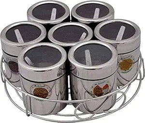 Aristo Masala & Dryfruit Stand 7in1, Stainless Steel, Silver, 7 Piece Set