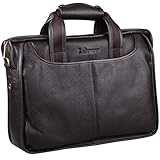 Lalawow® Men Soft Genuine Leather Messenger Bag Briefcase Handbag Satchels Support 9-14" Laptop A4 Files Ipad Books (Coffee)