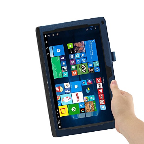 TrekStor SurfTab twin 11.6 Hülle Case -Infiland Slim Fit Folio PU-lederne dünne Kunstleder Schutzhülle Cover Tasche für TrekStor SurfTab twin 11.6 Volks-Tablet, 29,5 cm (11.6 Zoll 2in1 Tablet-PC) (mit Auto Schlaf / Wach Funktion,Tablet und Tastatur sind nicht entgehaltet) (Dunkleblau) - 8