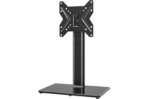 Hemudu Supporto TV da Tavolo, Piedistallo per TV da 19 a 43 pollici, Base Girevole per TV di 90°, 4 Livelli Regolabili in Altezza, Portata fino a 45 kg, VESA MAX 200 x 200 mm