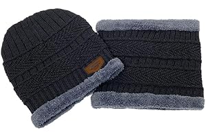TRY & GETFUN Gorro de invierno para niños, Unisex, Set de bufanda y gorro para niños, Conjunto gorro de punto invierno térmico y bufanda para niños, niñas niños invierno, Gorro bufanda niño y niña, unisex