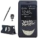 Produktbild Huawei P8 Lite Schutzhülle Leder Hülle, Alfort 3 in 1 Flip Fashion Design Dual Use Falten Premium PU Leder Tasche Case Cover Flip Fenster Window Touch Screen für Huawei P8 Lite 5.0" Smartphone Funktion Standfunktion Unterstützte Telefone mit Teufel smiley ( Schwarz ) + Netter Staub Stecker + Alfort Schwarz Stylus Pen