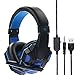 Produktbild Gaming-Headset, Surround-Stereo-LED-Kopfhörer, 3,5 mm, Over-Ear-Headset mit Mikrofon, Geräuschunterdrückung und Lautstärkeregler für PC, Laptop, Mac, Nintendo Switch, Xbox One PS4, Computerspiel blau