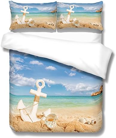 Ship anchor on the beach 3D Bedding Set Print Duvet cover set lifelike bed sheet #2 (king)