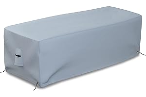 Covers & all Rectangular Fire Pit Cover, Made of 18 Oz Polyester Fabric with Waterproof & UV-Resistant Properties, Available with Sturdy Tie-downs (48" W x 25" D x 18" H Inches, Gray)