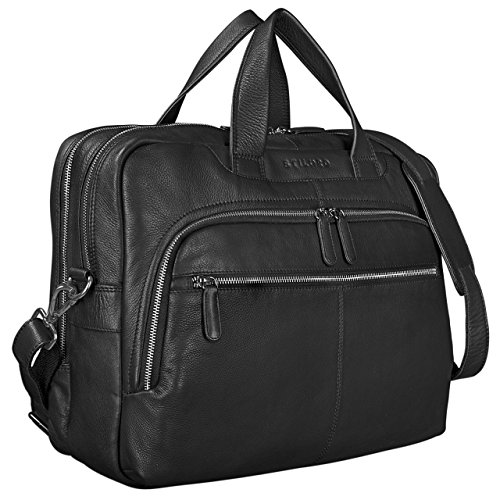 STILORD ‚Lias‘ Businesstasche Leder Schwarz groß schwarz und elegant Bürotasche Aktentasche für Herren Damen 15,6 Zoll Laptoptasche Rindsleder - 3