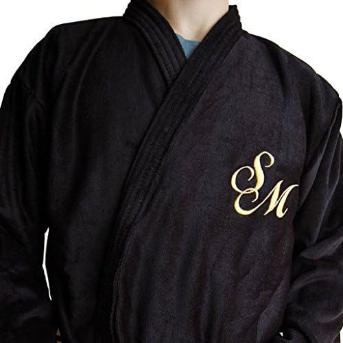BGEUROPEMEN PERSONALIZED MONOGRAM KIMONO BLACK BATHROBE - SIZE: L (L)