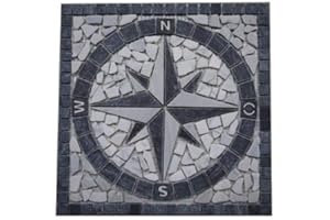 ESTILE MOSAICO Marmor Rosone 30x30 cm Kompass Windrose Naturstein Mosaik Einleger Fliesen 025