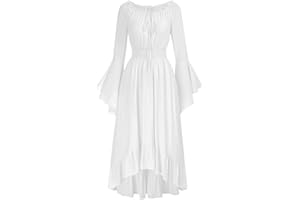 Duohropke Robe médiévale pour femme - Robe longue Renaissance - Épaules dénudées - Robe maxi à lacets - Robe de sorcière - Robe de mariage médiévale - Robe de fête pour Halloween, carnaval
