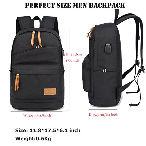 Hozee Wasserdicht Laptop Rucksack Schulrucksack Backpack USB Ladeport 12-15 6 Zoll jugendliche Rucksack Schule f  r Herren M  nner Reise Wandern