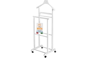 AKITAInk Indossatore Appendiabiti Da Camera, Ambrogio - Servo Muto in Legno di Faggio Made in Italy: Eleganza e Funzionalità per la Tua Camera (BIANCO)