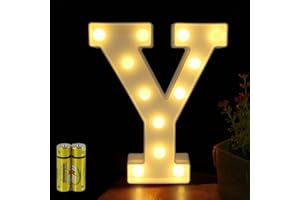 HONPHIER® Lettres Lumineuses Alphabet Lumineux Lampe LED Lettre Lumières Lettre Deco Opérateur à Piles pour Réceptions Partie Mariage Maison Bar Décoration (Y)