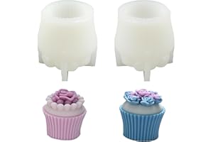 burkfeeg 2 Tailles De Moules à Bougie, Moules à Muffin En Forme De Rose, Moules En Silicone Pour La Fabrication De Bougies, Moules à Couler En éPoxy, Bougies ParfuméEs Diy,Savon, PâTe PolymèRe.