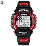 Armbanduhren Mode-Accessoires, Jungen M?dchen Kinder Digital Alarm Kalender wasserdichte Sport-Armbanduhr - rot