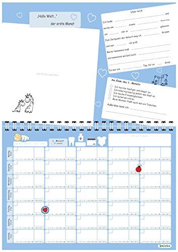 babylogbuch – mein erstes Jahr – farbmix – inkl. Aufkleberset / Baby-Tagebuch Baby-Kalender | Aktion: Je verkauftem Kalender wird 1€ an ROTE NASEN Deutschland e.V. gespendet. - 2