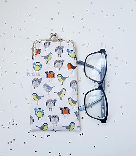 Sale!! Glasses case / spectacle case / sun glasses case / eye glass case / Kiss lock clasp / glasses case with clasp / birds / robin / blue tit / gifts for her