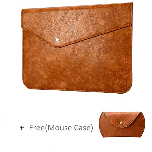 Jisoncase ELEGANT Tasche Macbook Air/ Pro Retina 13,3 Zoll Hülle Weich Schlank Ultrabook Laptop Leder Aktentasche in braun JS-AIR-03D20