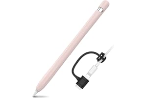 AHASTYLE Coque Apple Pencil 1ère Génération, Anti-Dérapante Silicone Case Cover Protection Apple Pencil 1st Génération [Kit d'attache D'adaptateur de Câble Ajouté] (1 Pack, Rose)
