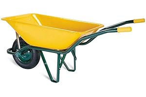 Wurko - mod. 15000007 – Carriola stile europeo, per cantiere, colore: giallo, capacità 90 litri