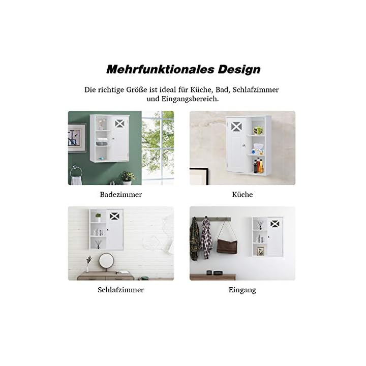 COSTWAY Hängeschrank mit verstellbarem Einlegeboden, Badezimmerschrank