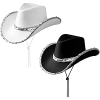 Cowgirl-Hut Für Erwachsene Mit Diamant-Fransen – Schwarz, Für Western-Partys & Kostüme
