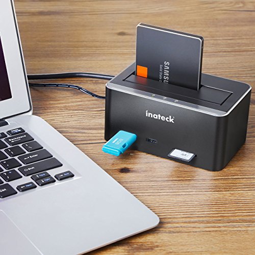 [UASP&8TB] Inateck Aluminium USB 3.0 auf SATA 3 Festplatten Dockingstation zusätzlich mit 2-Port Hub und SD-Kartenlesegerät für 2,5″ und 3,5″ Zoll HDD/SSD, inklusive USB3.0 Kabel mit 12V 2A Netzteil - 6
