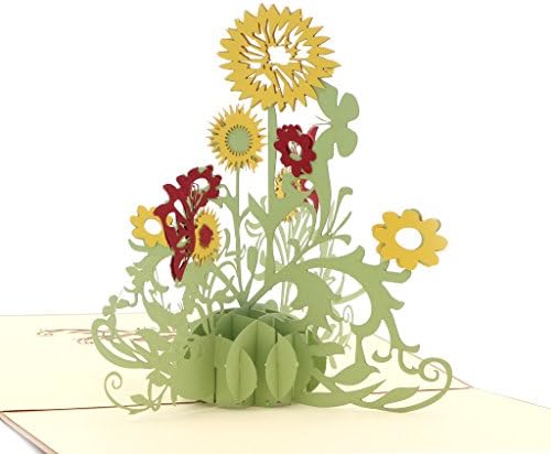 UncleS Sunflower 3D Pop Up Greeting Cards, 5.91 x 5.91 inches, Gift for Birthday Wedding Invitation Anniversary Merry Christmas Teacher's Day Thanksgiving Congratulation (Gold cover)