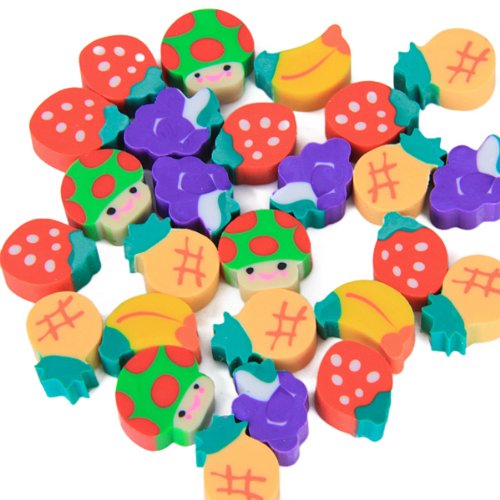 50x Mini Obst Formen Bunte Radiergummis - 3