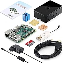 Globmall ABox Raspberry Pi 3 Modèle B Starter Kit avec Mirco Carte SD de 32 Go, Étui Noir Supérieur et 5V 2.5A Alimentation