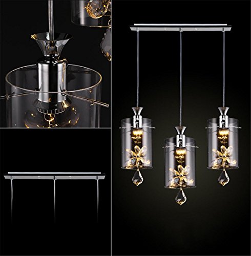 Preisvergleich Produktbild Modern Kristall LED Deckenleuchte, Verschiedene Glas Zylinder Anhänger Schatten Kronleuchter Drinnen Schlafzimmer Wohnzimmer Deckenbeleuchtung Restaurant Dekoration Lampe , 3 lamps B