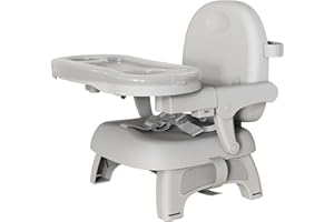 MYBOTA Baby Booster Seat Dining Chair Portable High Chair with Removable Tray Folding Baby Seat Feeding Chair for Indoor Outdoor Grey