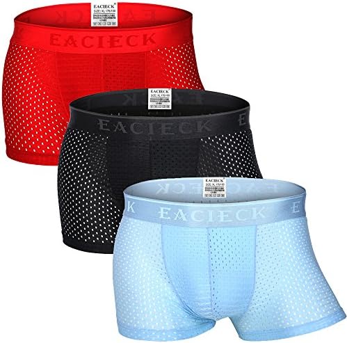 FZmix Men's Boxer Briefs,Underwear Trunks Thin Mesh Breathable Basic Boxers Shorts Underpants Plus Size Panties 3 Pcs