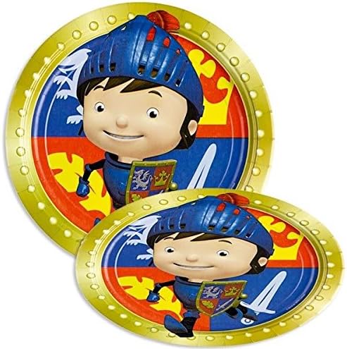 Mike the knight, party plate in pack of 8, approx. 23 cm, for knight-parties