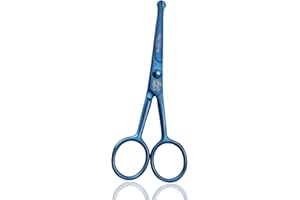 WISH BEAUTY,THE ROYAL ELEGANCE wishbeauty Tijeras de peluquería para niños, puntas redondas y curvadas, tijeras de corte de pelo para niños, tijeras de corte de pelo, tijeras profesionales de peluquería para bebé (tijeras azules