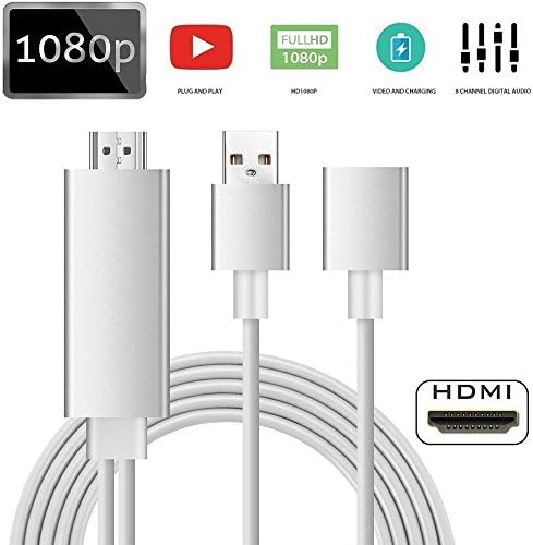 Lightning to HDMI Adapter Cable BACAKSY Lightning Digital AV Adapter for iPhone Samsung iPad to Mirror on HDTV Projector Plug and Play MHL Adapter
