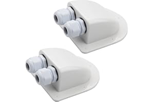 Mbsomnus 2 Pezzi Passacavo Solare Impermeabile IP68 Kit Fotovoltaico Pannello Solare Bianco ABS Doppio Entrata del Cavo per Camper Barca Tetti Yacht Pannelli Fotovoltaici Accessori