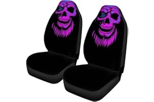 Woisttop Autositzbezüge im Halloween-Stil, violetter Totenkopf, Set mit 2 Fahrzeugsitzbezügen, universelle Passform für Limousine, SUV, LKW, Auto-Zubehör, Innendekoration