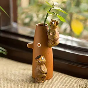 ExclusiveLane Chattering Monkeys Handmade Living Room and Wall Decorative Terracotta Table Flower Vases Showpiece