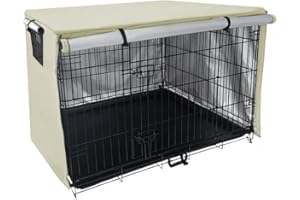 TONGYUNDACHENG Dog Crate Cover, Durable Windproof & Dustproof Pet Kennel Cover for Indoor Outdoor Protection, Crate Cover for Dog Crates Pet Accessories Fits Most Dog Crates(Beige,37L x 24Wx 25H inch)