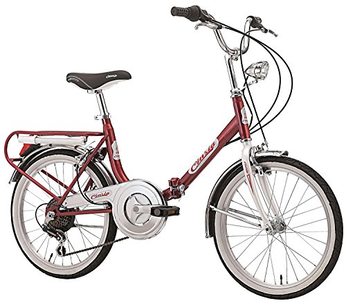 Cinzia Firenze 20-Inch Folding Bicycle 6-Speed, red/white