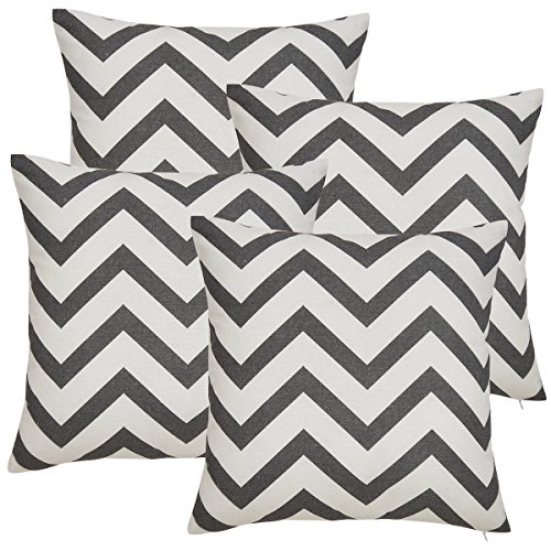 Avanzza 4er-Set Kissenhülle / Kissenbezug 40x40 cm in Schwarz für Kissen, Sofakissen / Sofa Kissen und Dekokissen / Deko Kissen aus der Linie Decor Chic