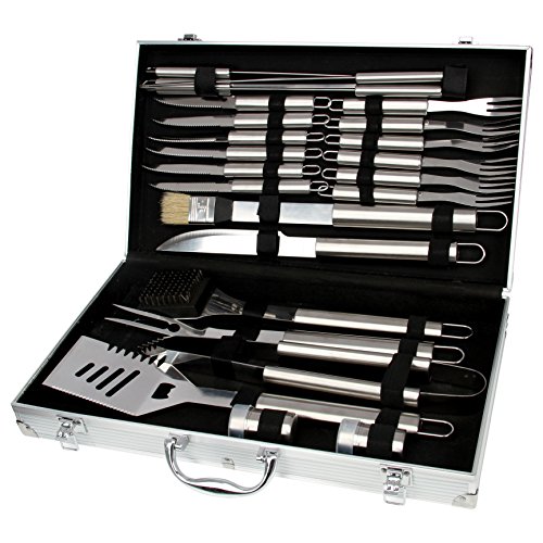 24-teilig Grillbesteck BBQ Besteck Set Grillset Tool Set mit Koffer barbecue …